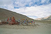Ladakh - prayer flags along the road from Tso-Kar to Tso-Moriri lake 